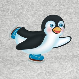 Cute penguin ice skating happily T-Shirt